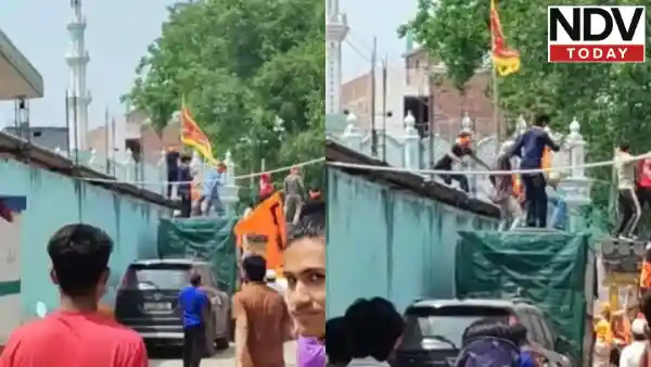 दिल्ली के तुगलकाबाद में शोभायात्रा के दौरान मस्जिद पर लगा दिया भगवा झंडा, पुलिस ने हटाया