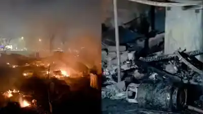 लखनऊ में भीषण आग से तबाही, 2 मासूम बच्चियों के शव बरामद, 1000 से अधिक लोग बेघर