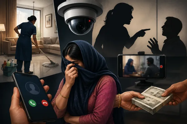 ऑनलाइन ऐप से बुलाई घरेलू सहायिका, रेप केस की धमकी देकर मांगे 5 लाख; सीसीटीवी से खुला मामला